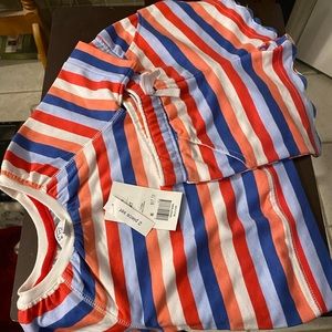 Sz 4t CROWN&IVY girls short set! New! Blue/purple/red striped!